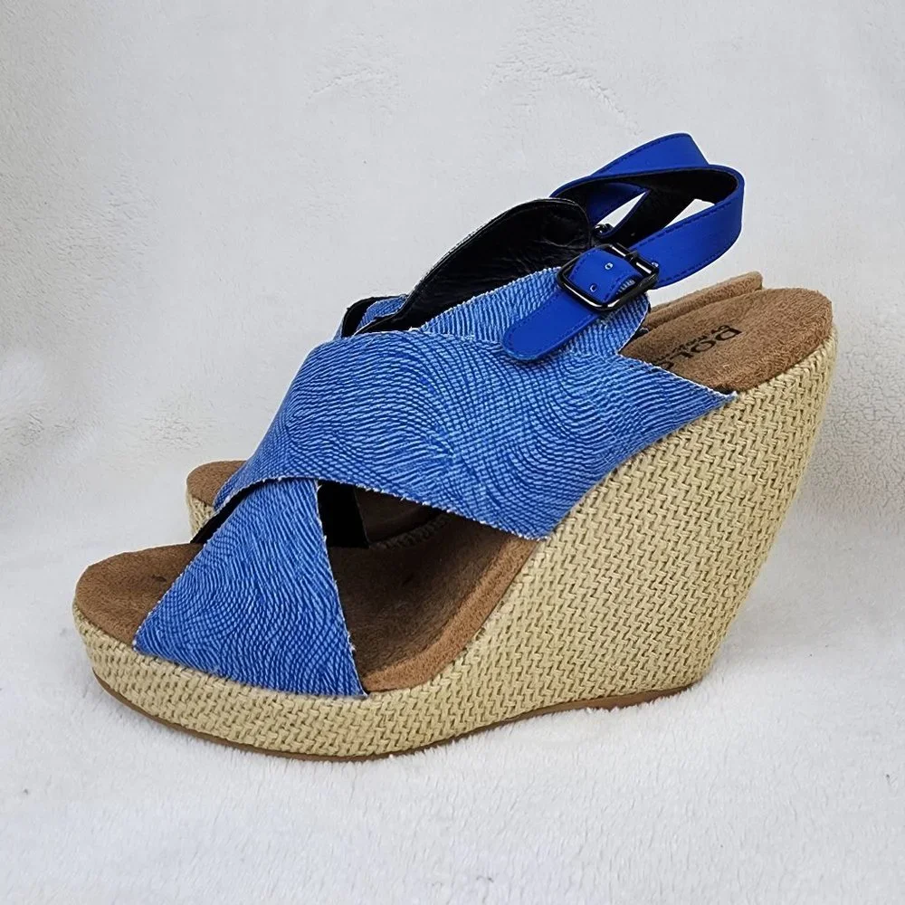 Dolce By Mojo Moxy Sunset Navy Denim Strappy Slingback Platform Sandals 9M Y2K